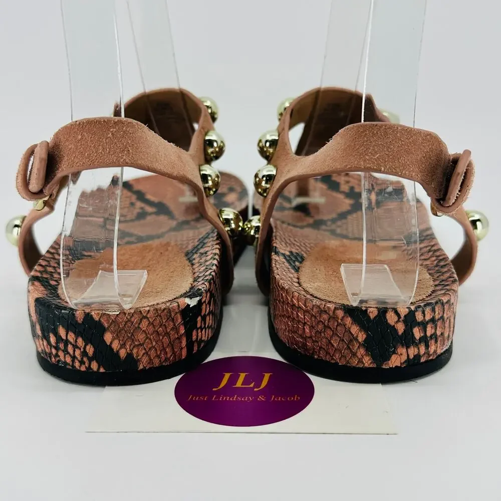 Marc Fisher Women's Indie Snakeskin Print Studded Toe Post Sandals Size 6.5